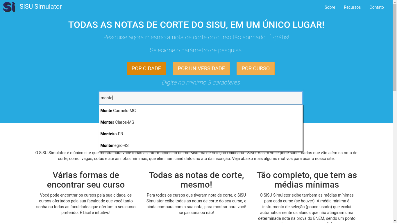 Site simula a nota de corte do Sisu - Guia do Estudante